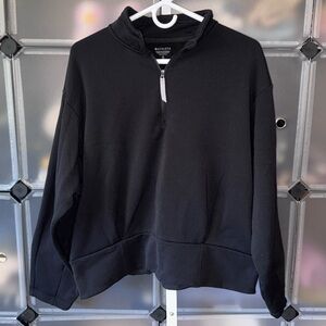 Athleta 1/4 Zip Pullover Sweatshirt in Black Zip Pocket Women's Size XL